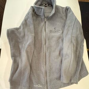 Eddie Bauer Gray Fleece Mock neck, Zip-up Jacket, Four Seasons Logo, Size 2XL